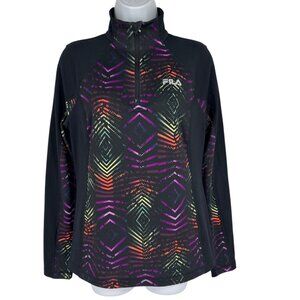 FILA 1/4 Zip Long Sleeve Printed Dash Pullover Fleece Jacket Women's Size S